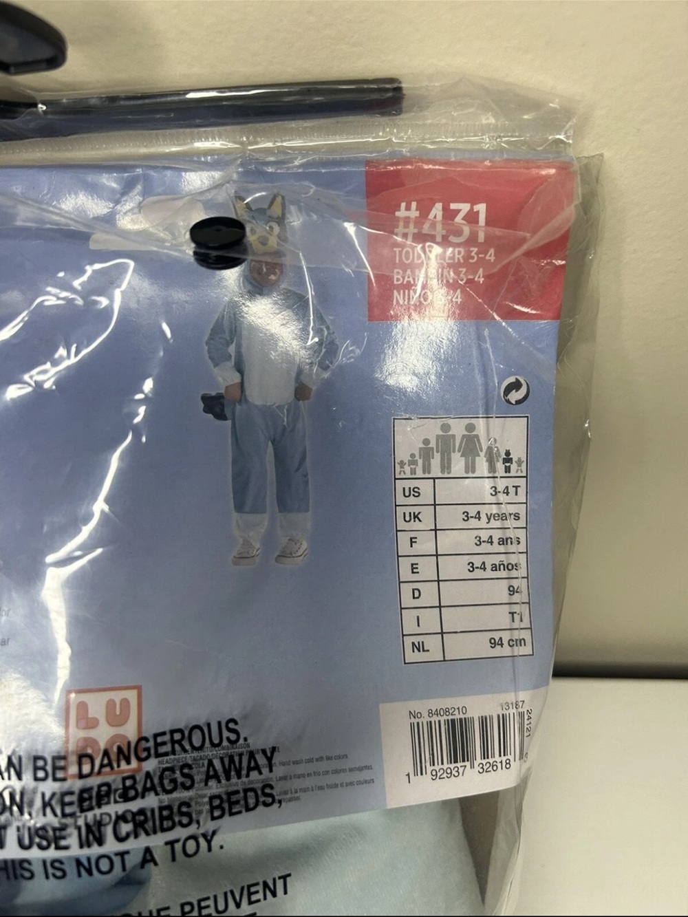 Bluey Costume Toddler Size 3T 4T child Kids Halloween Dress up TV Show - Picture 6 of 8